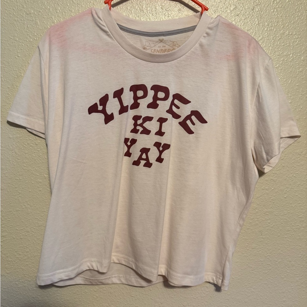 Sandro Cream and Red Yippee Ki Yay Tee